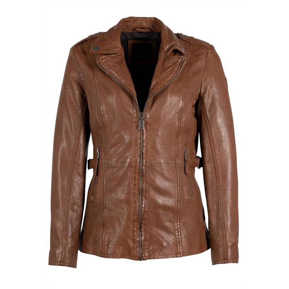NEW MAURITIUS women's yellie leather jacket in cognac